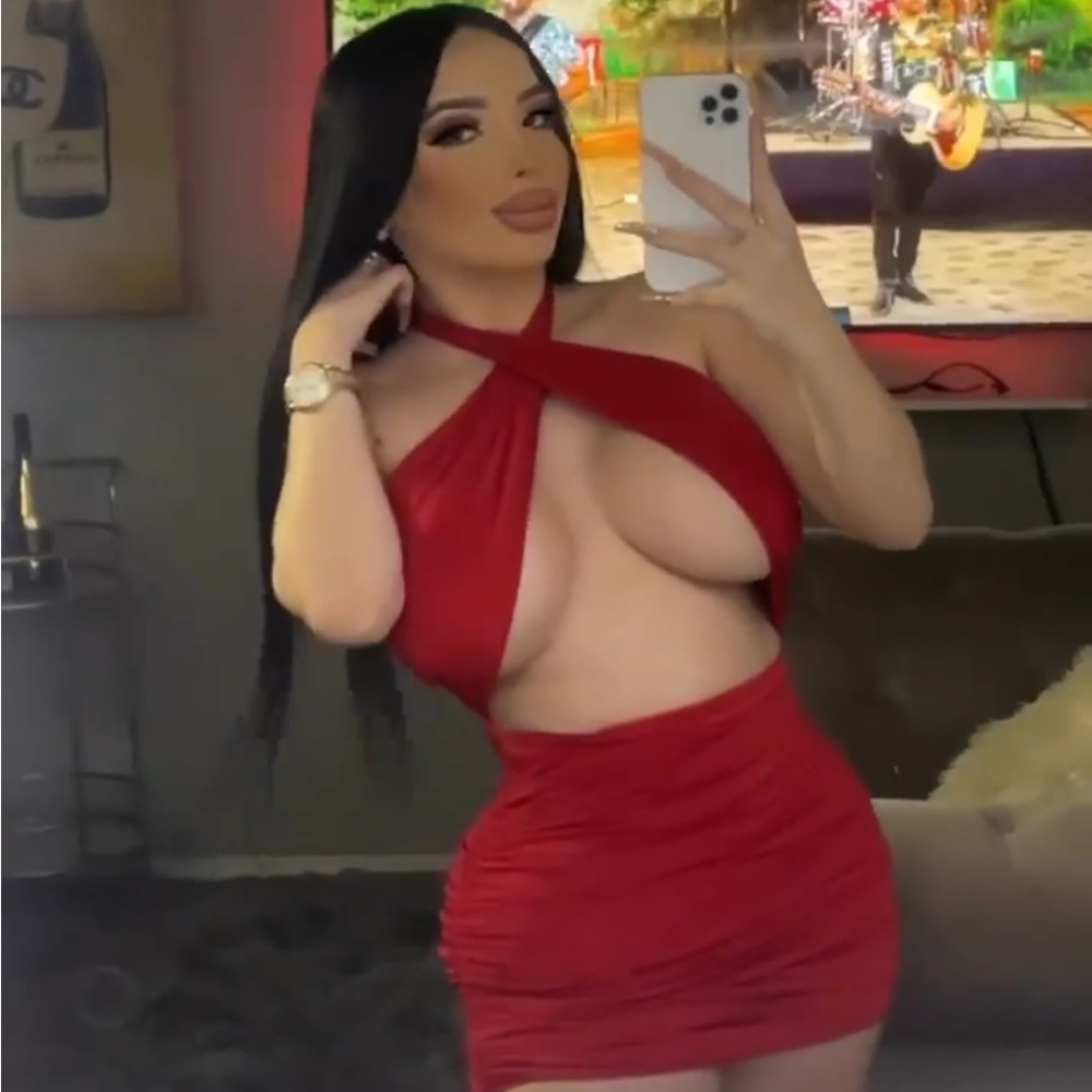 Red mini dress
